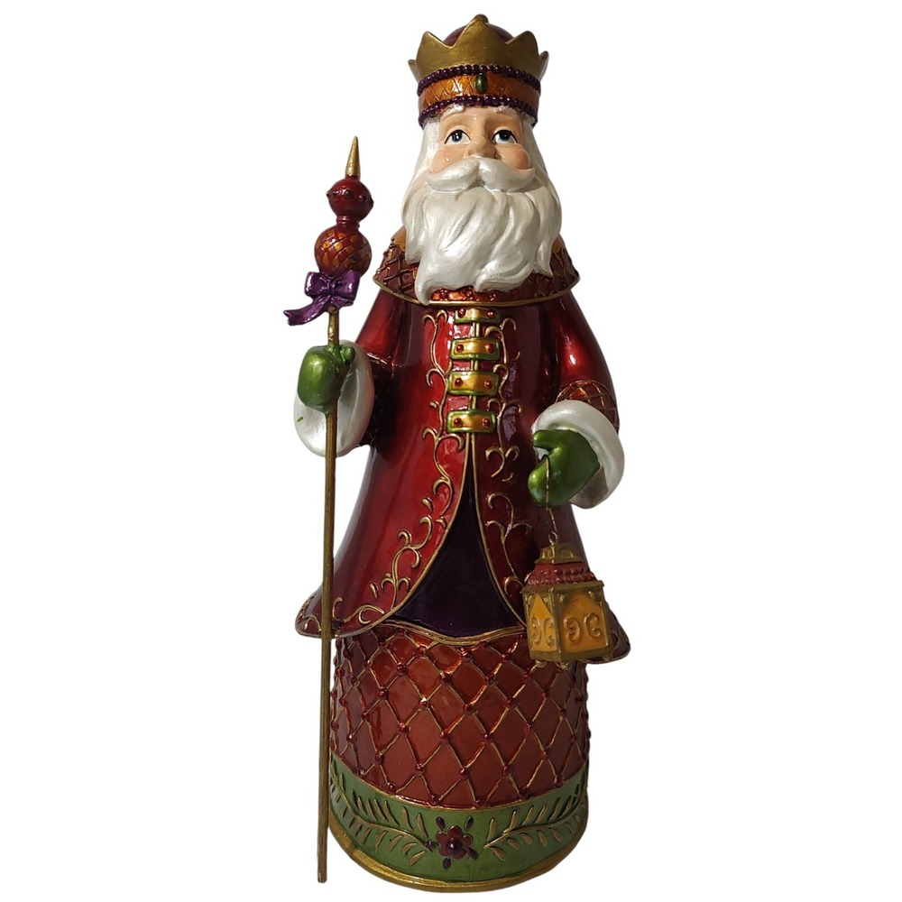 Vintage Ceramic Santa King Figurine Christmas with Lantern Holiday Twelve In SEE